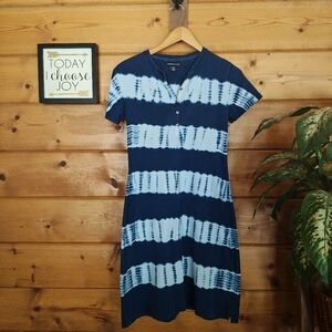 American Living Tshirt Dress Cotton Blue White Tie Dye Stripes Beach Resort Sz M